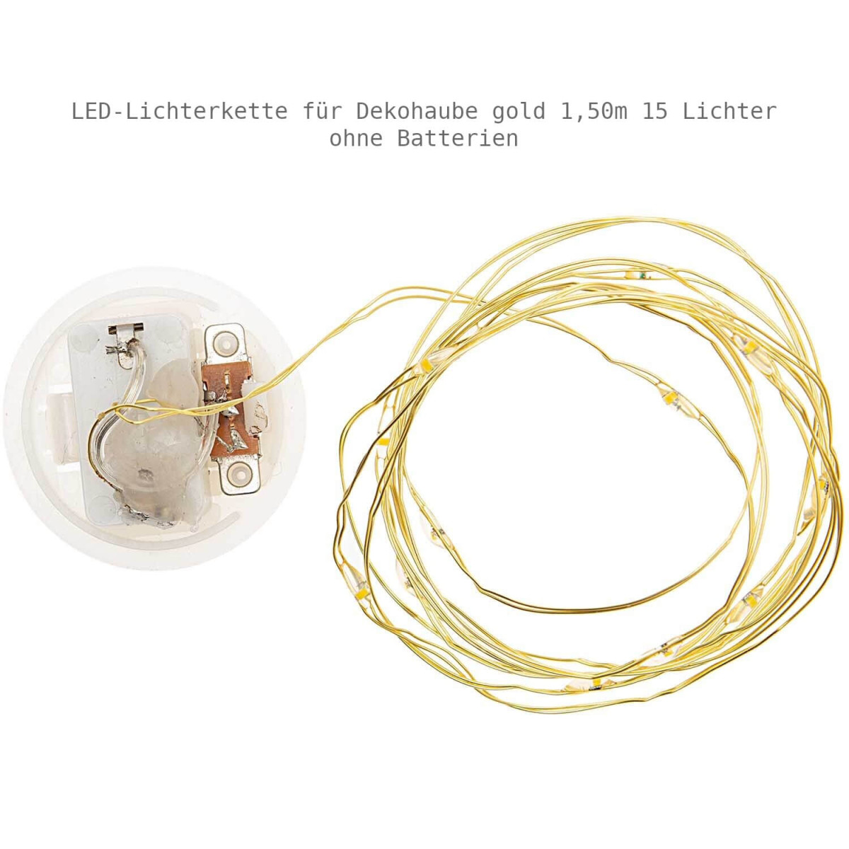 LED-Lichterkette für Dekohaube gold 1,50m 15 Lichter
